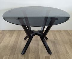 Meşe Yuvarlak Cam Masa