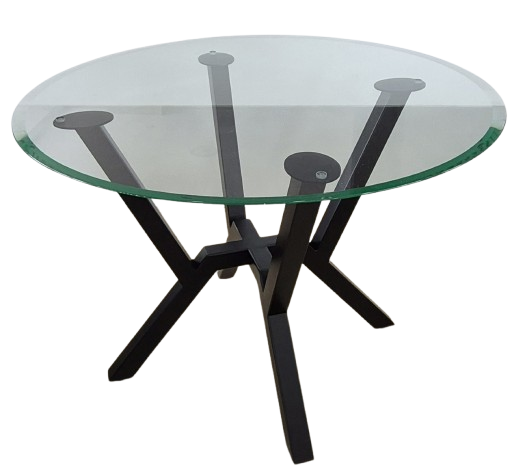 Meşe Yuvarlak Cam Masa