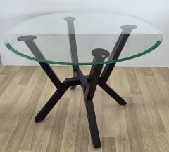 Meşe Yuvarlak Cam Masa