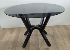 Meşe Yuvarlak Cam Masa