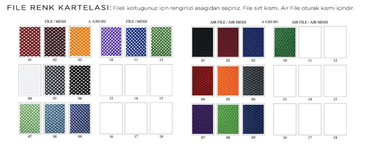 Fileli Koltuk Renkleri