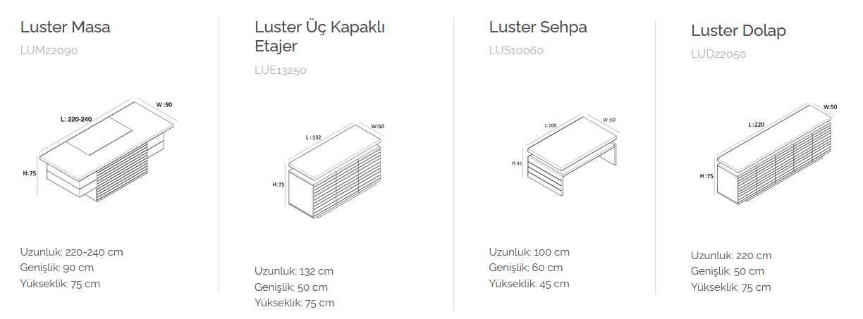 Luster Makam Masası Takımı Ebatları