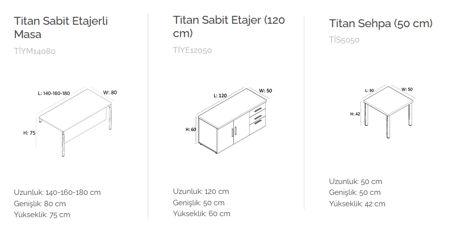 Titan Sabit Etejerli Çalışma Masası Grubu