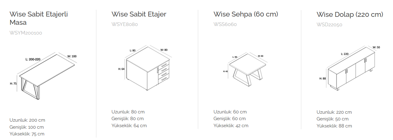 Wise Sabit Etejerli Makam Masası Ebatları