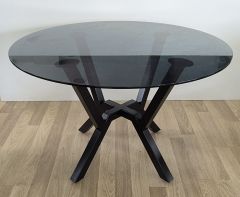 Meşe Yuvarlak Cam Masa