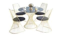 Tello Yuvarlak Tel Ayaklı Cam Toplantı Masası