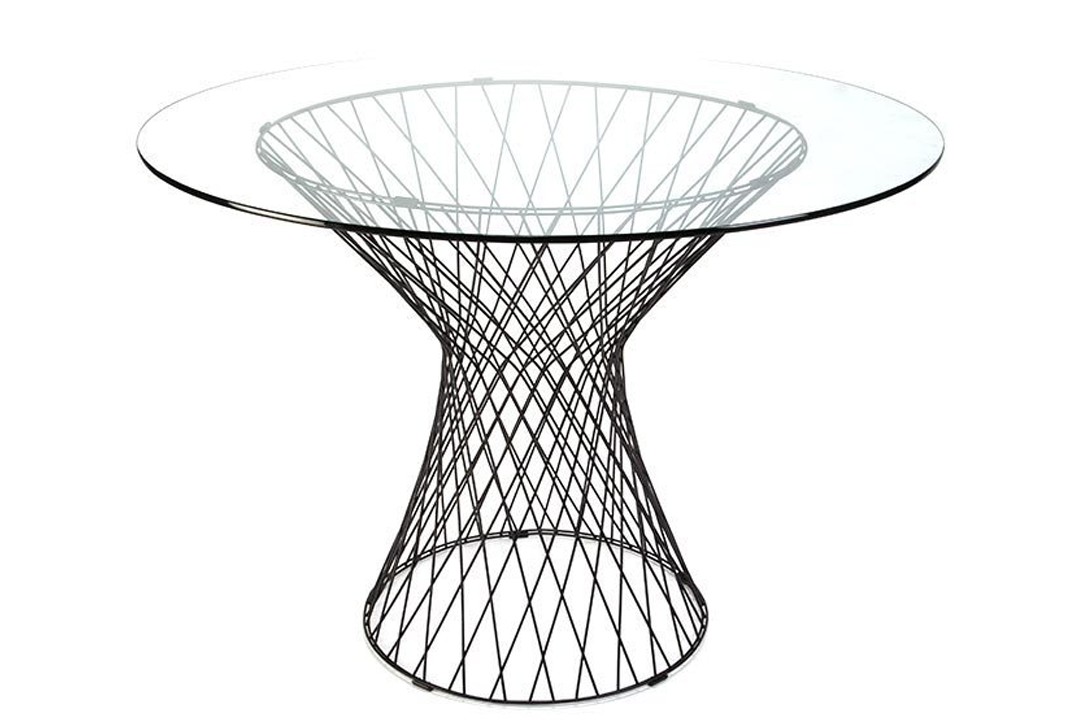 Tello Yuvarlak Tel Ayaklı Cam Toplantı Masası