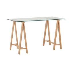 A Ahşap Ayaklı Cam Masa