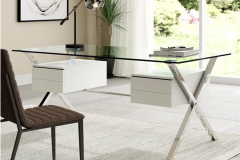 X İkili Kesonlu Cam Çalışma Masası