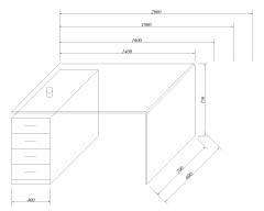 Luna Çekmeceli Cam Çalışma Masası
