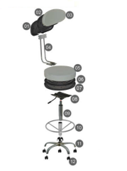 Tekerlekli Arkalıklı Çemberli Krom Tabure