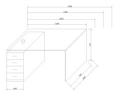 Yaren Çekmeceli Cam Masa
