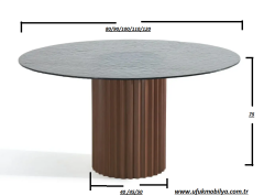 Yuvarlak Cam Toplantı Masa Ahşap Ayak