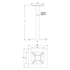 Lavanta Masa Ayağı krom Döküm Tabanlı 42x42 cm